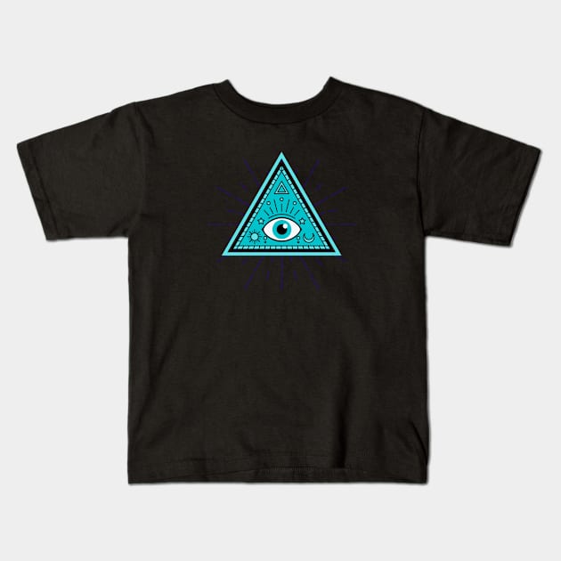 All Seeing eye - light blue with light blue eye Kids T-Shirt by Just In Tee Shirts